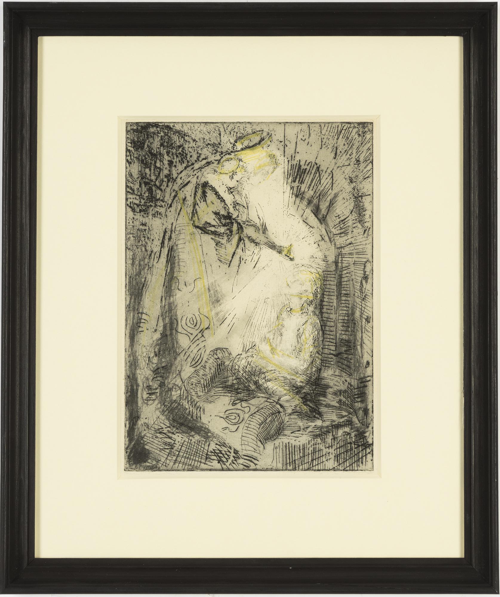Mina Carlsson-Bredberg, etching with watercolour.