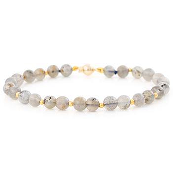 Bracelet, with labradorite beads, clasp in 18K gold.