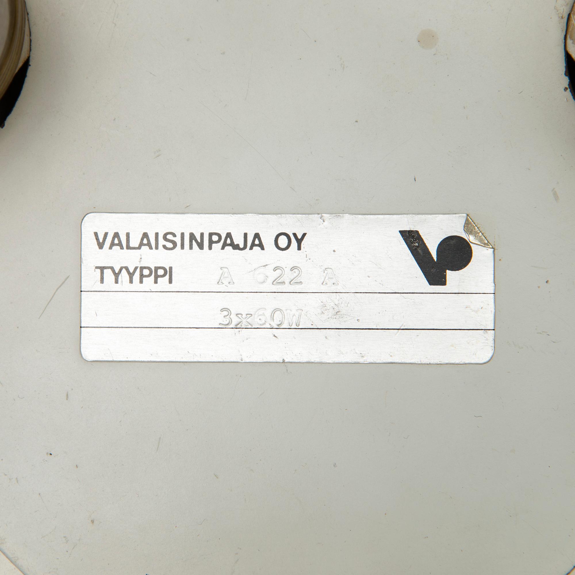 Alvar Aalto, taklampa, modell A622A, tillverkare Valaisinpaja Oy, 1900-talets slut.