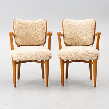Karmstolar, ett par, Swedish Modern, Westberg, Tranås, 1940/50-tal.