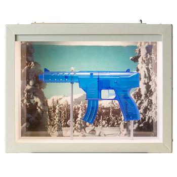 MARTIN WICKSTRÖM, oil on masonite, 
MDF-box, glass, plastic, metal, signed and dated 1990.