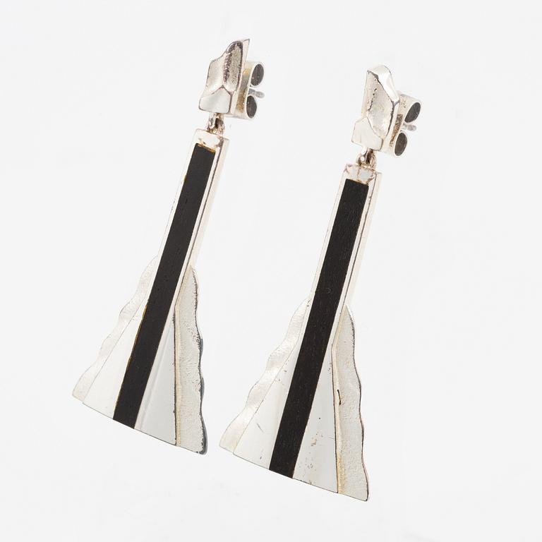 Lapponia, earrings, silver and wood. 1986.