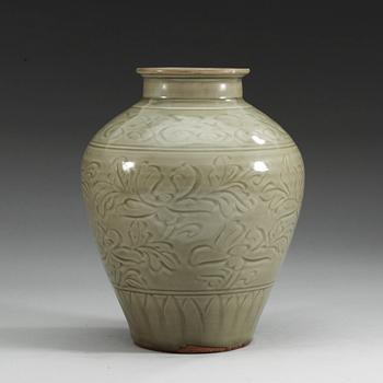 A celadon jar, early Ming dynasty (1368-1644).