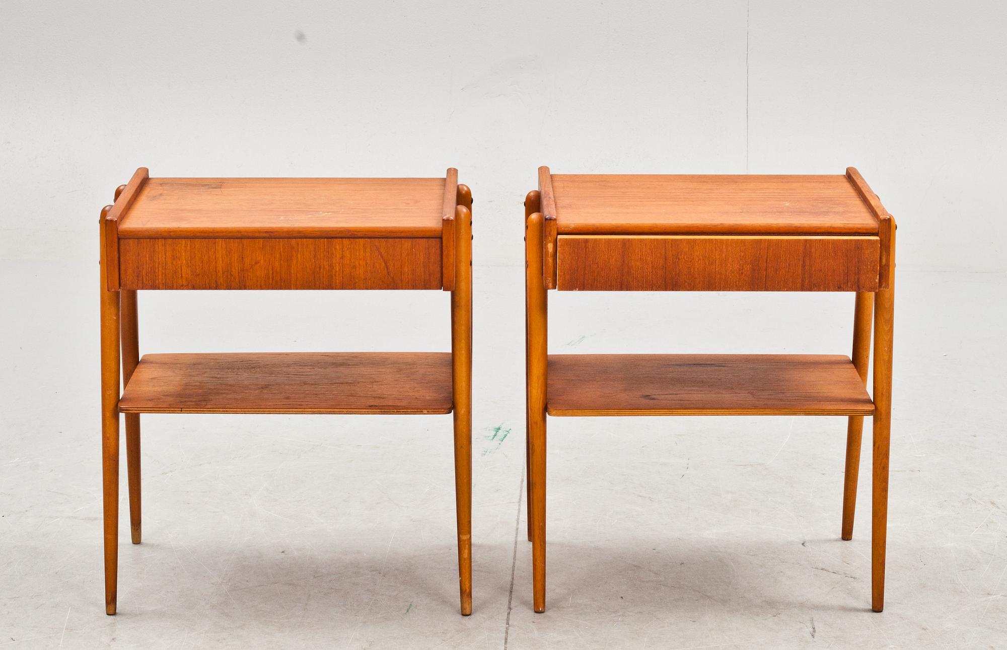 SÄNGBORD, ett par, Carlströms & CO Möbelfabrik, 1950/60-tal.
