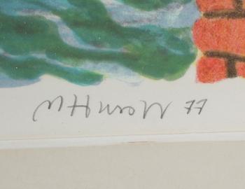 MONA HUSS WALLIN, färglitografi, signerad, daterad 77 och numrerad 389/460.