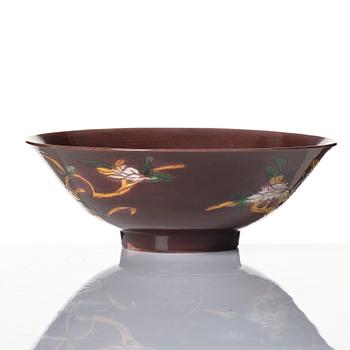 An aubergine glazed brinjal bowl, Qing dynasty, circa 1700.