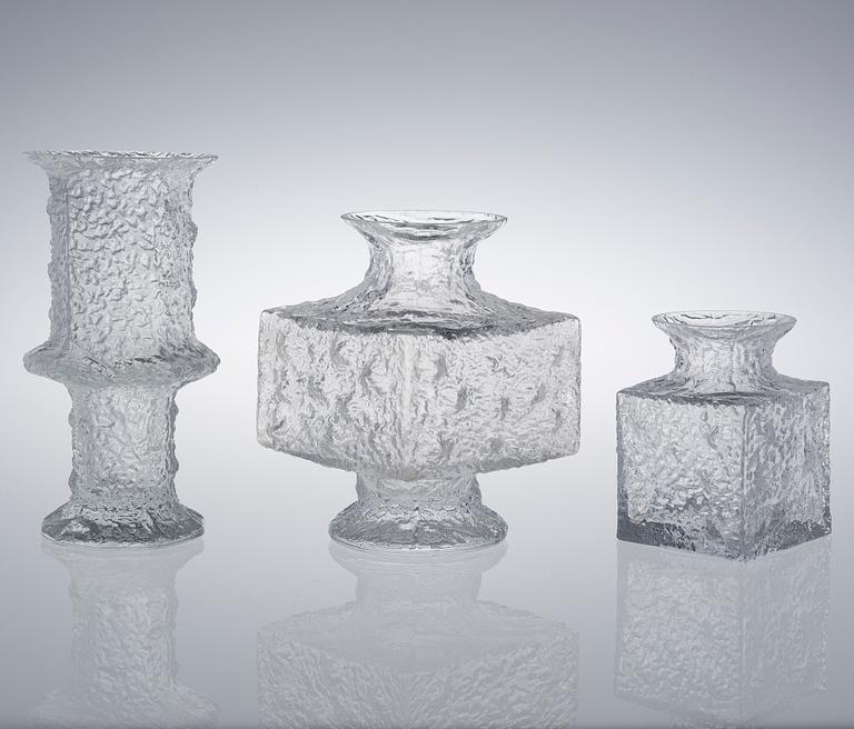 TIMO SARPANEVA, MALJAKOITA, 3 kpl, "Nardus", "Crassus", "Krookus" Iittala, 1960-70-luku. Yksi signeerattu.