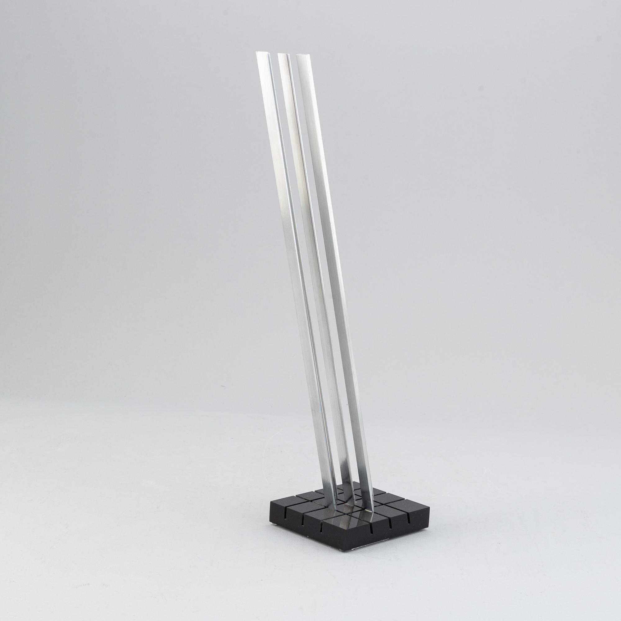 Lars-Erik Falk, sculpture, aluminium and black plexi glass, signed and dated 1993.