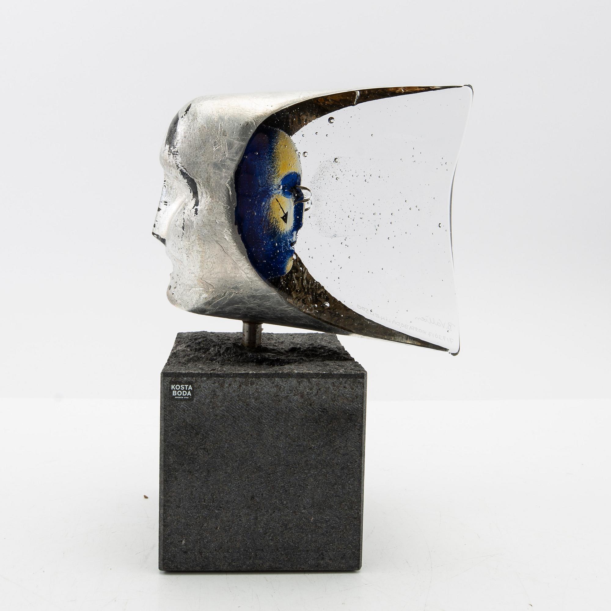 Bertil Vallien, sculpture, glass, "Janus" Limited Edition, Kosta Boda.