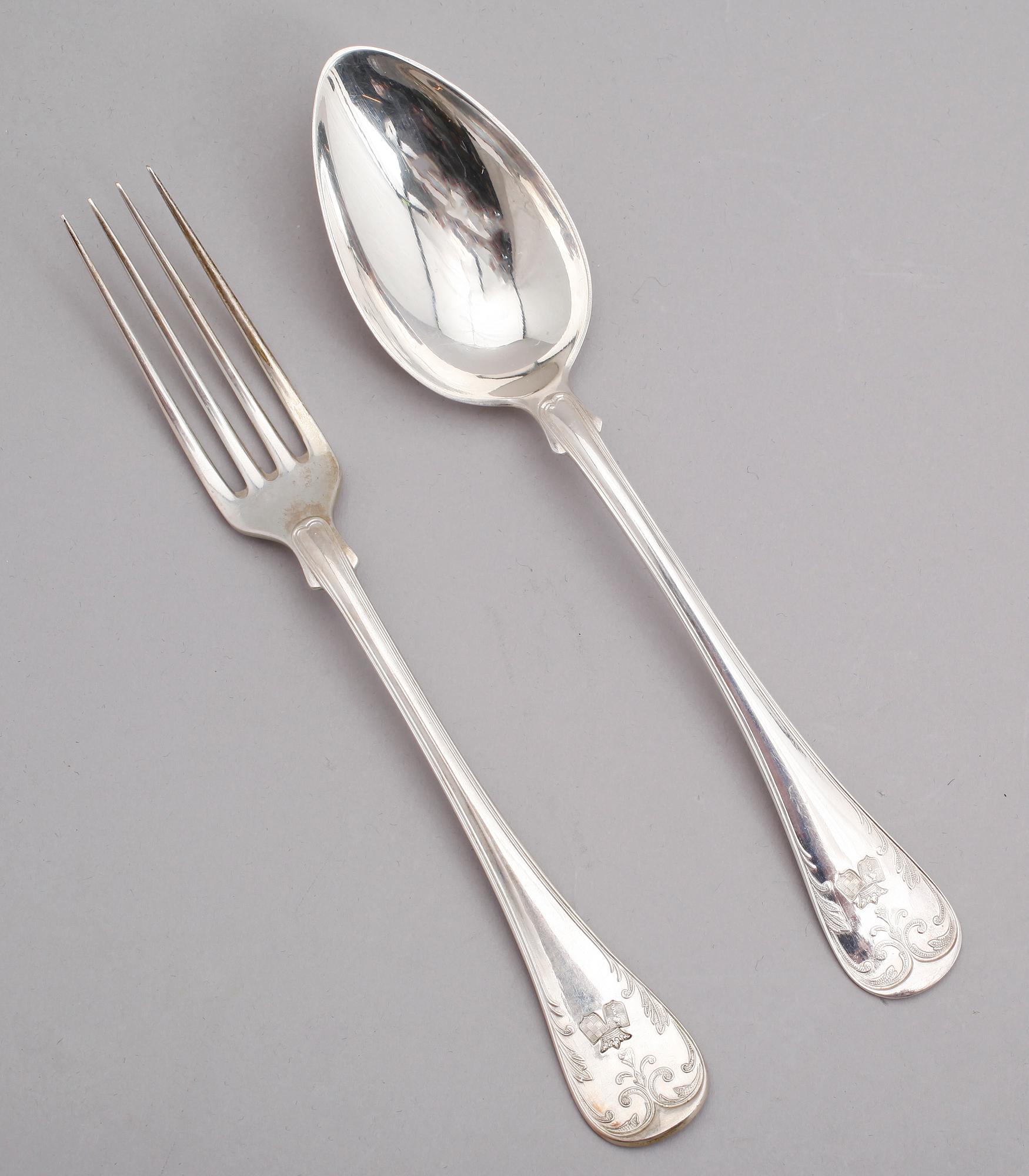 BESTICK, 24 delar, silver, modell franska liljan, GF Hallengren, Stockholm 1920. Vikt ca 1461 gram.