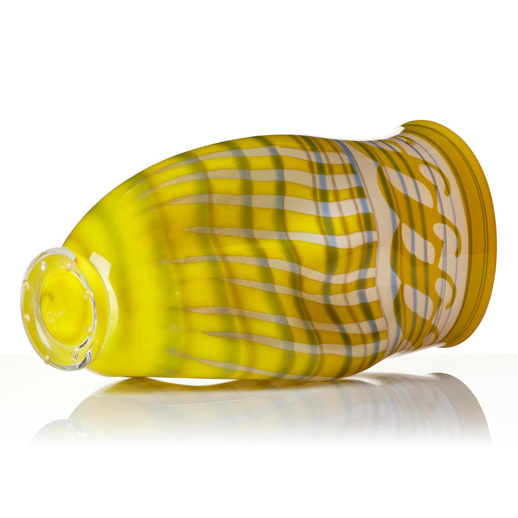 Gunnar Cyrén, a graal glass vase, Orrefors, Sweden 1989.