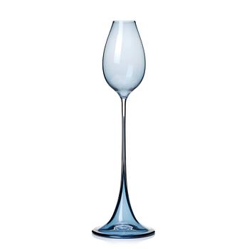 Nils Landberg, a blue glass goblet, Orrefors, Sweden 1957.