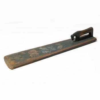 A painted wooden mangle board, Southern Sweden, dated 1818.