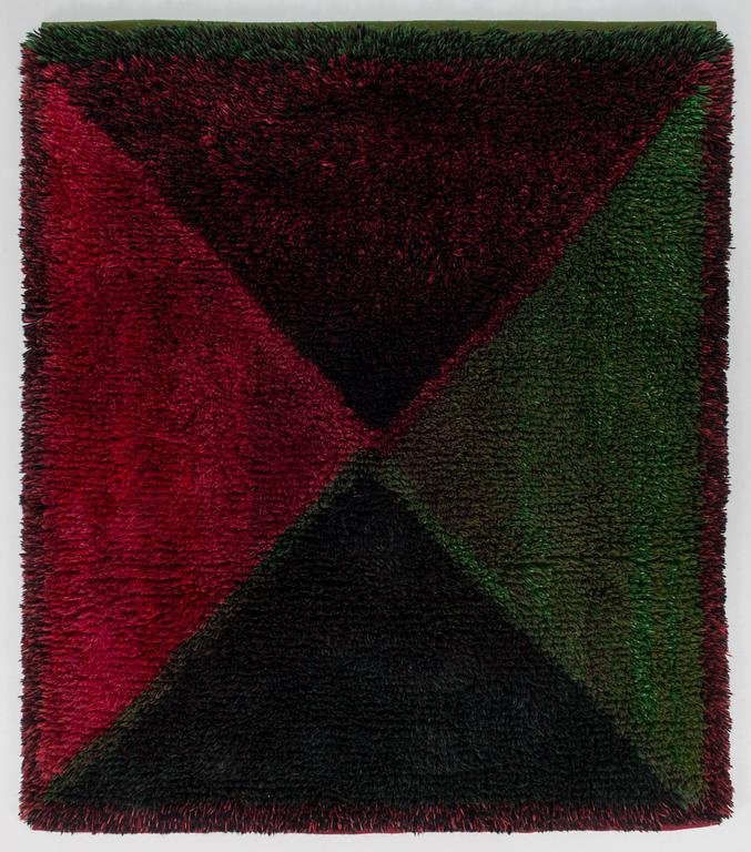 Uhra-beata Simberg-Ehrström, signeerattu ryijy/ryijymatto, Suomen käsityön Ystävät. Noin 143x125 cm.