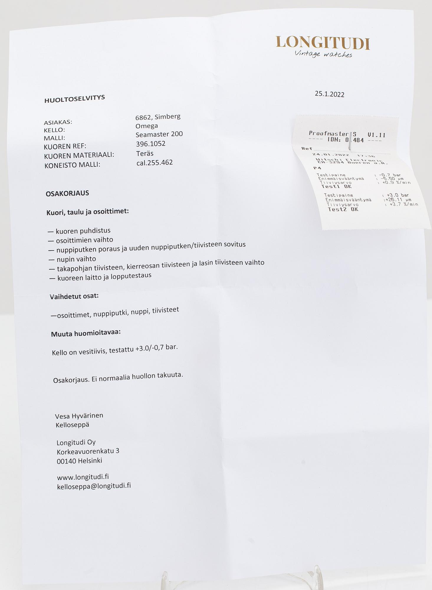 Omega, Seamaster, Professional, Pre-Bond, 200m, wristwatch, 38 mm.