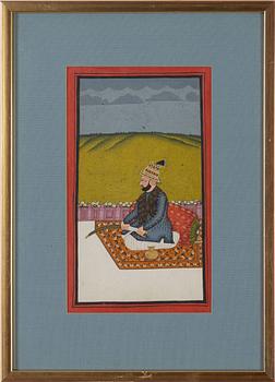 An early 19th century gouache portrait of Nadir Shah, Birkane, Mogul India.