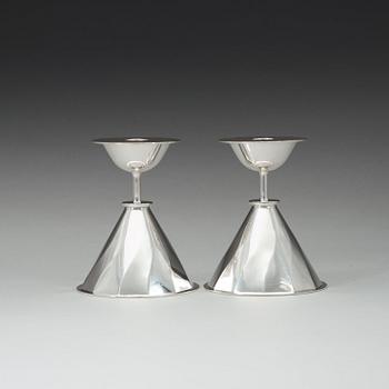 Carl Nyströmer, a pair of silver candlesticks, Stockholm 1961.