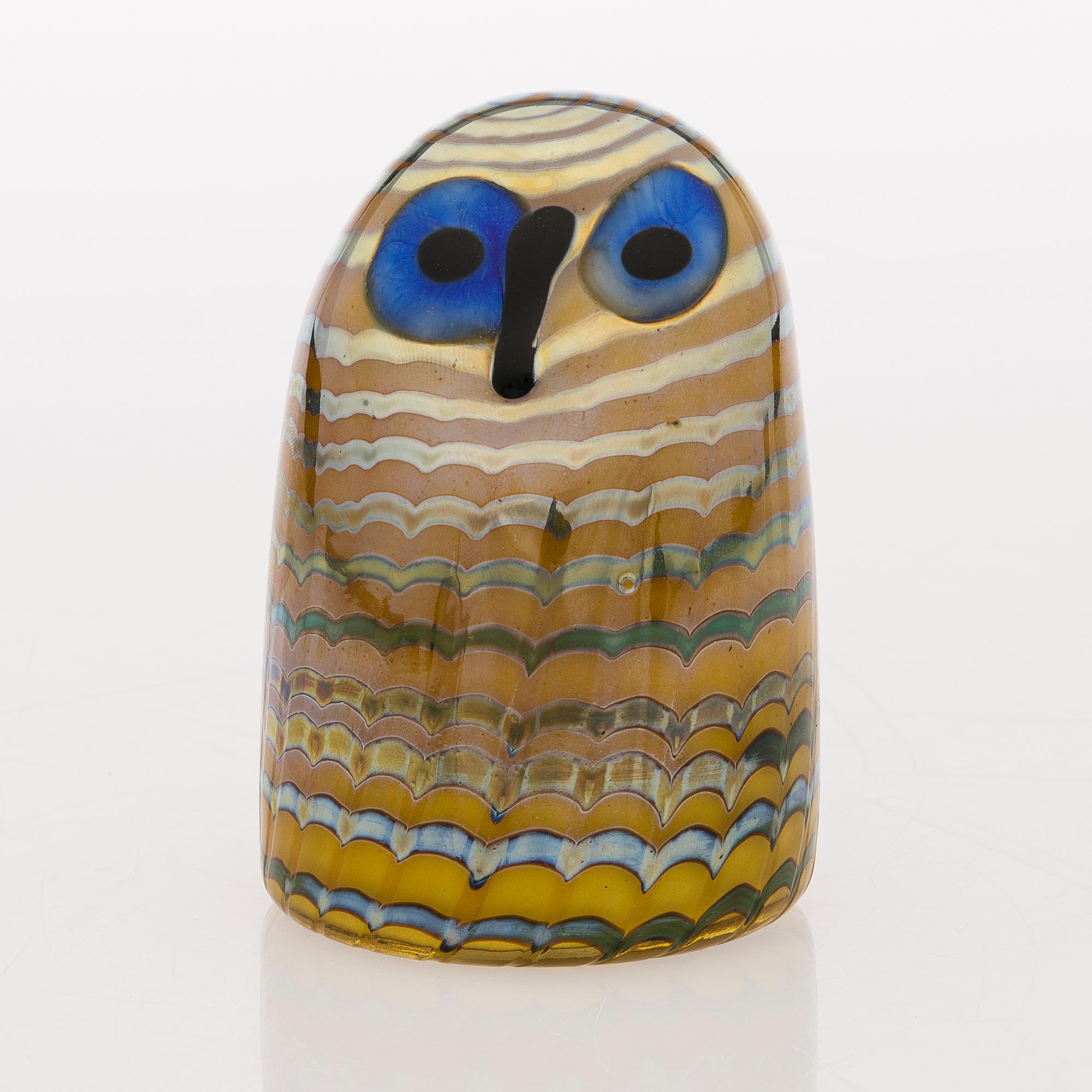 OIVA TOIKKA, GLASSKULPTUR, "Pikku pöllö", signerad O. Toikka Nuutajärvi.