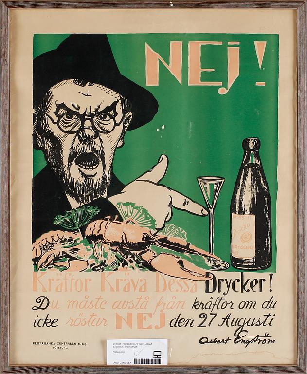 FÖRBUDSAFFISCH, Albert Engström, originaltryck.