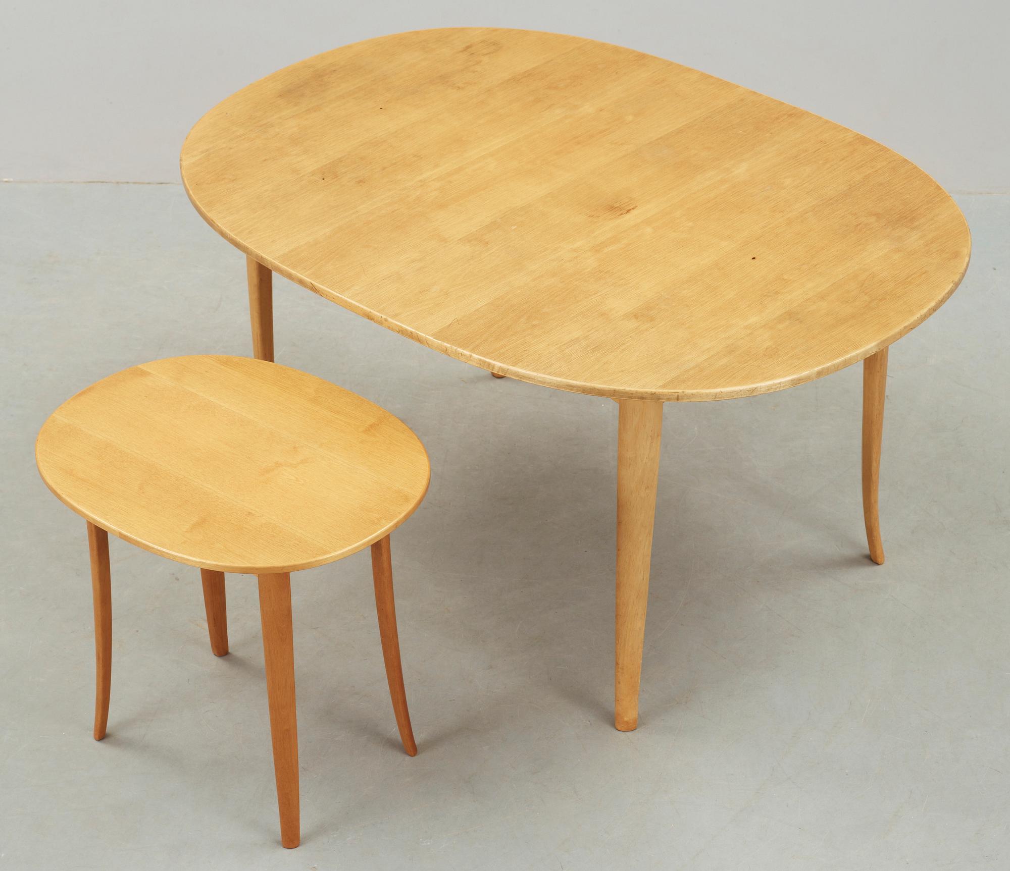 SOFFBORD, 2 st, "Ovalen", Carl Malmsten, Carl Löfving & Söner Tibro.