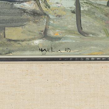 Louis Nallard, tempera on paper-panel, signed.