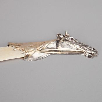 BREVKNIV, silver samt ben, Ryssland 1900-talets början.
