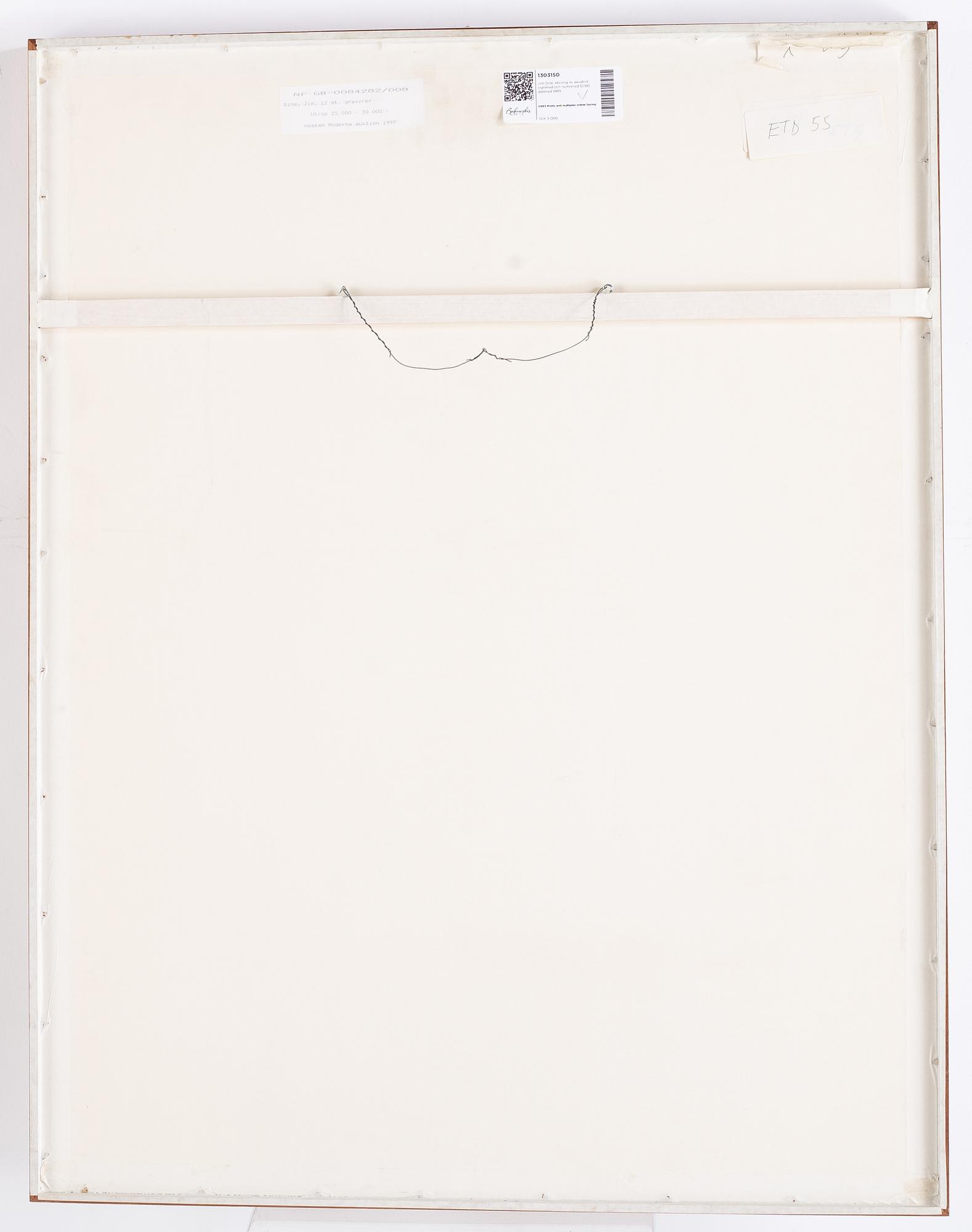 Jim Dine, etching with aquatint, signed and numbered 12/60, dated 1989.