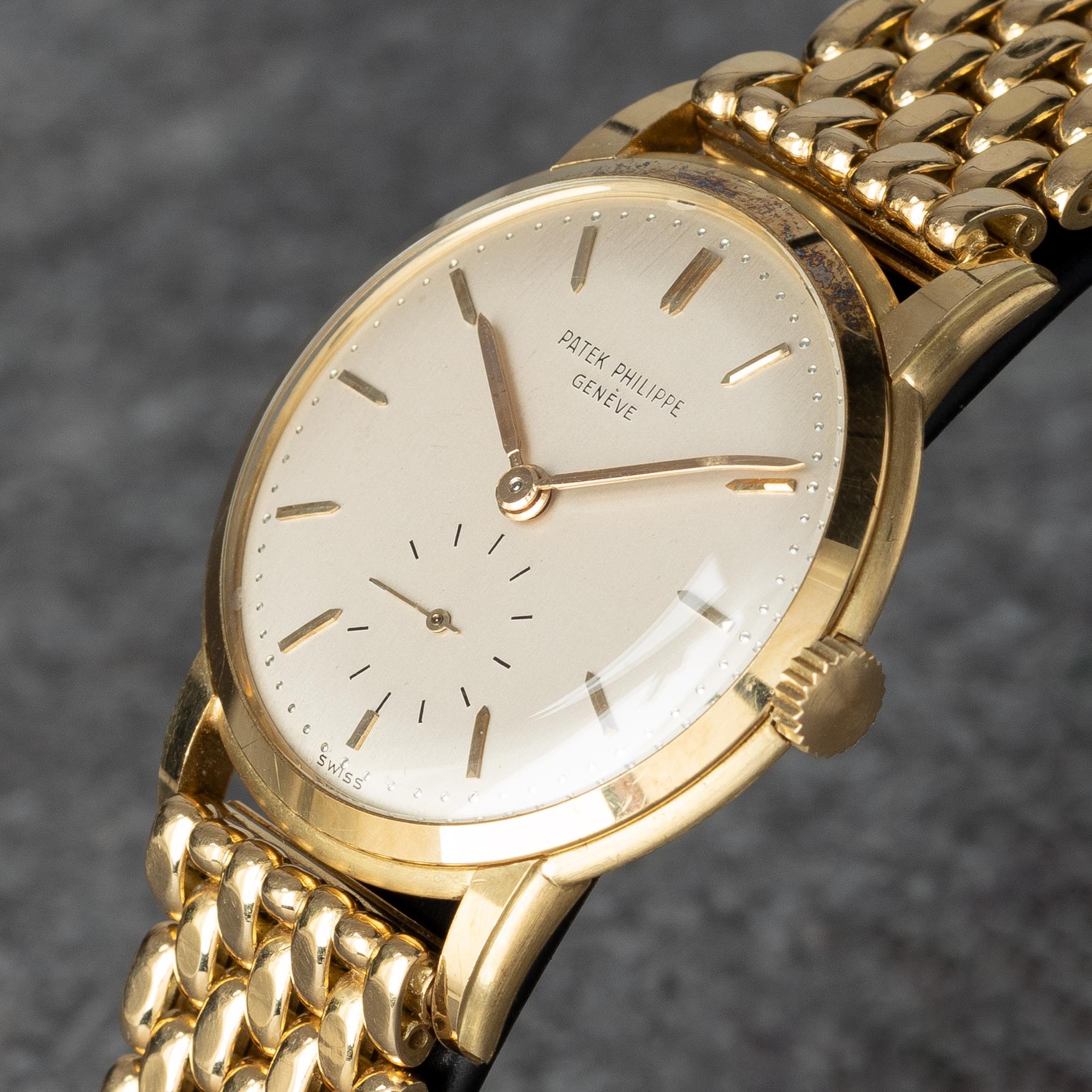 Patek Philippe, Calatrava, "Beads of rice bracelet by Gay Frères", ca 1954.
