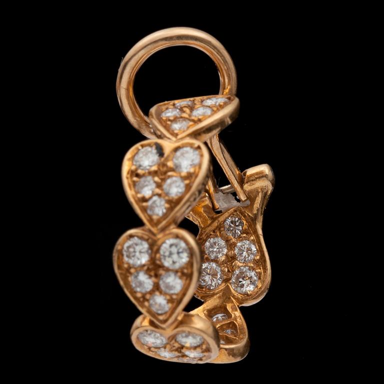 A pair of Cartier diamond earrings. No. 273679. Total carat weight of diamonds circa 1.20 cts.