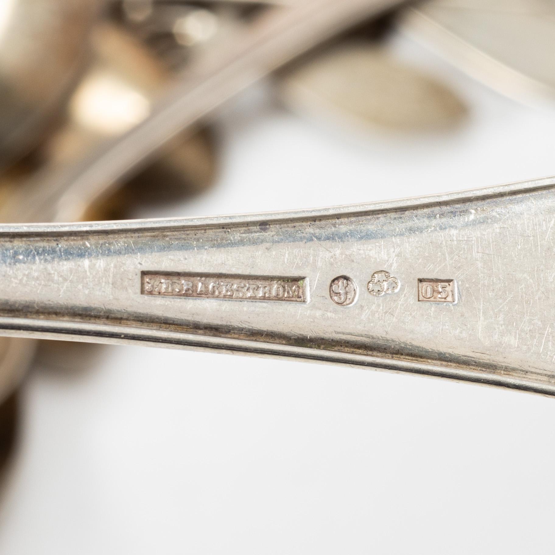 Sixteen silver spoons and seven teaspoons, Sweden, 19th and 20th century.
