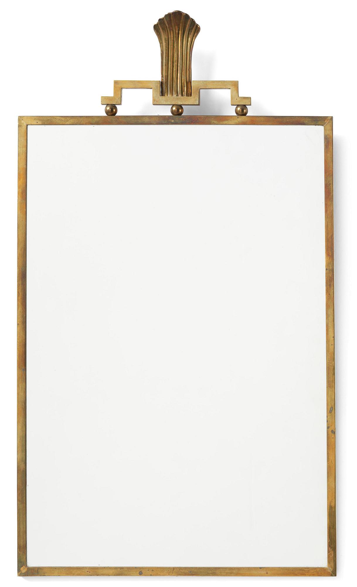 Lars Holmström, a Swedish Grace brass wall mirror, Arvika, 1920-30s.