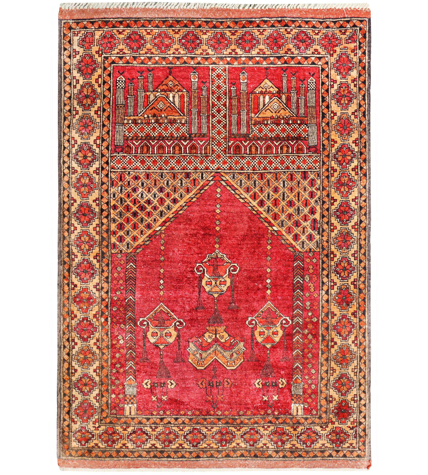 A silk Beluch rug, c. 124 x 81 cm.