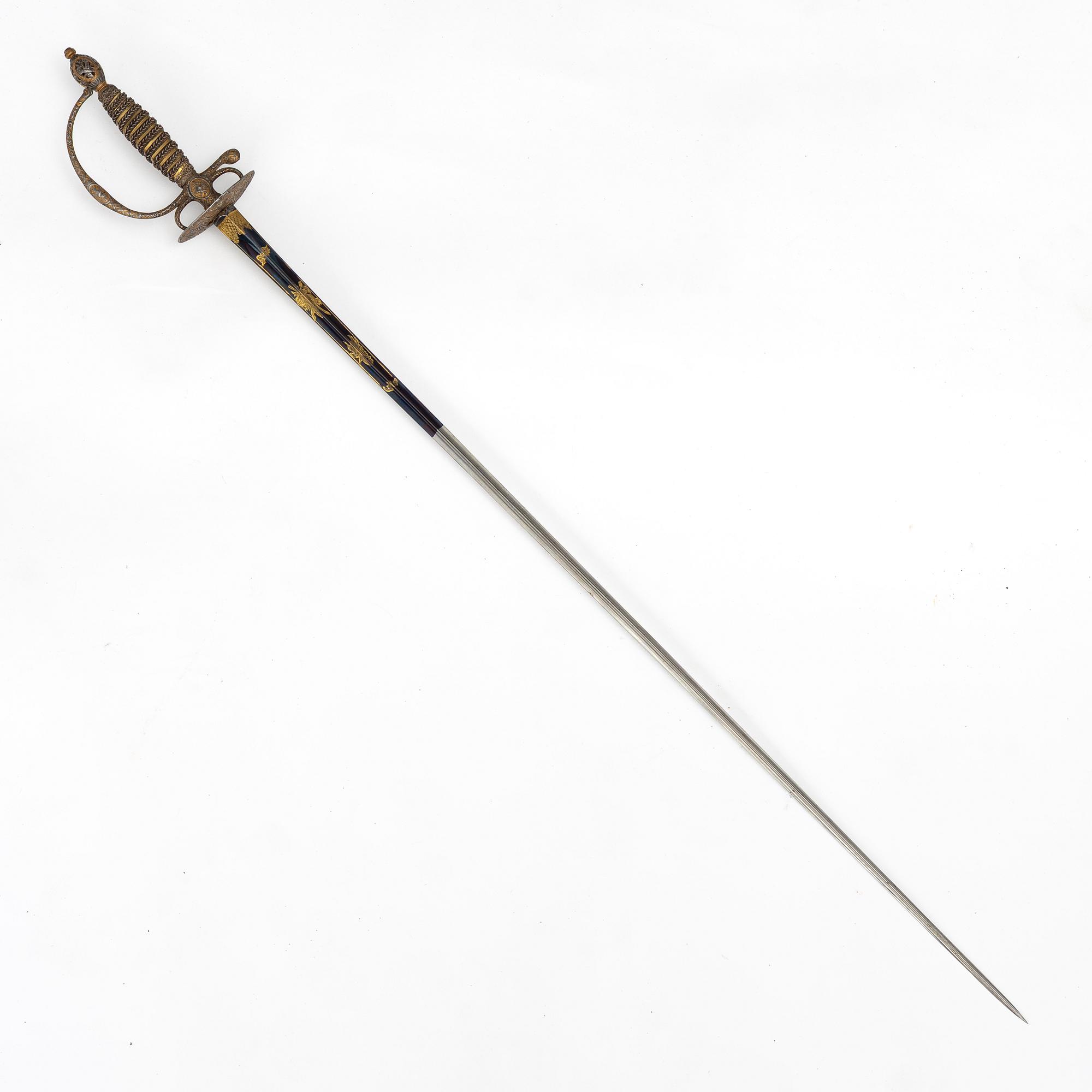 A small sword, marked IGB, 18th century.
