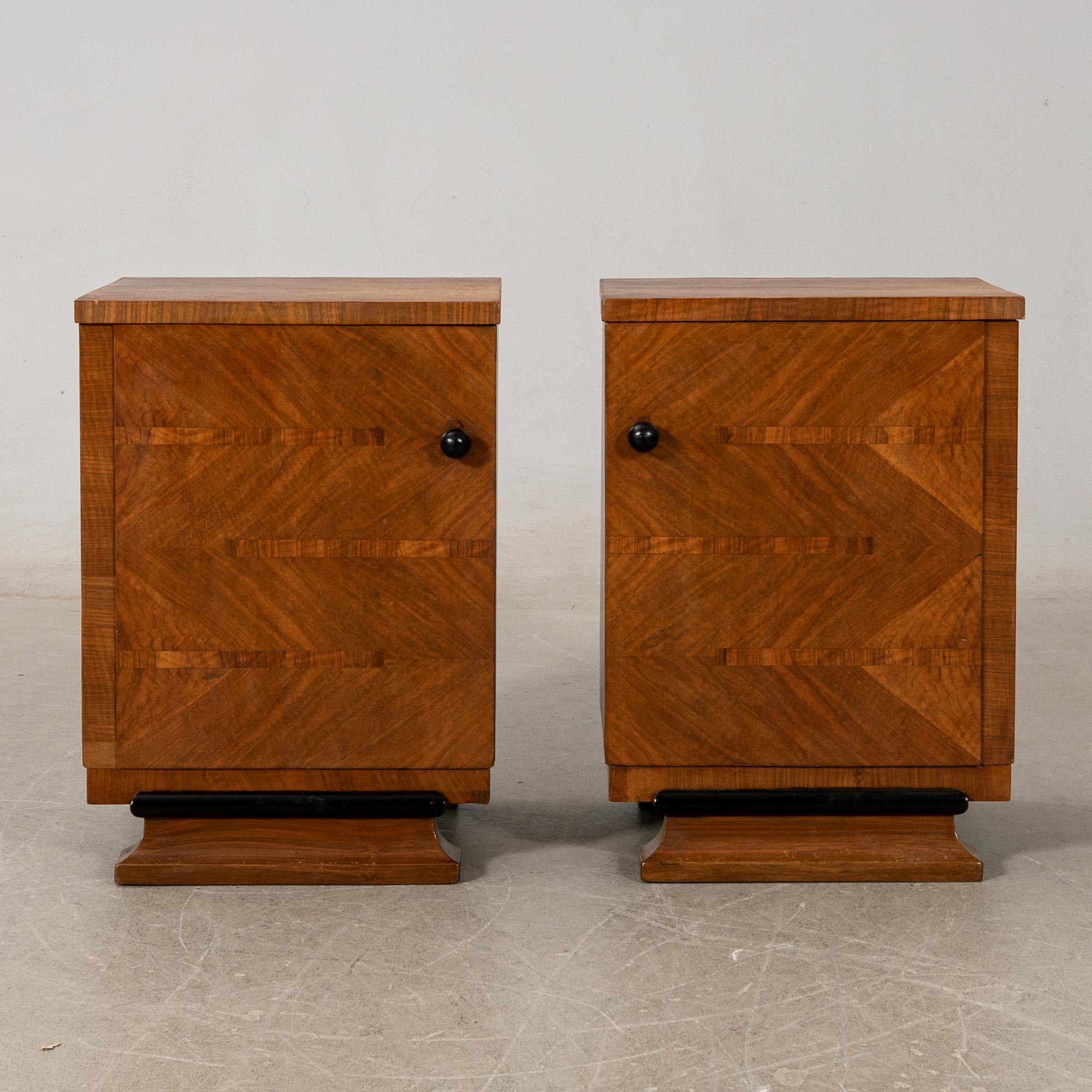 Bedside tables, a pair, Art Deco, first half of the 20th century.