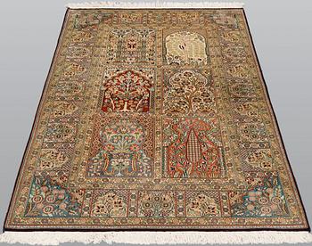 A rug, silk on cototn, Silke kashmir ca 154 x 92 cm.