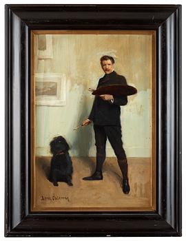 Bernhard Österman, Selfportrait with dog.