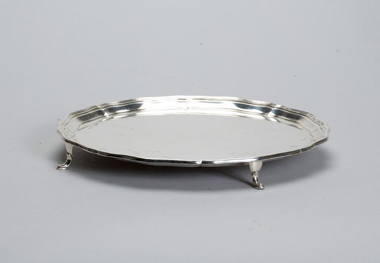 SALVER, silver, E&S Co, Sheffield, England, 1946-47.