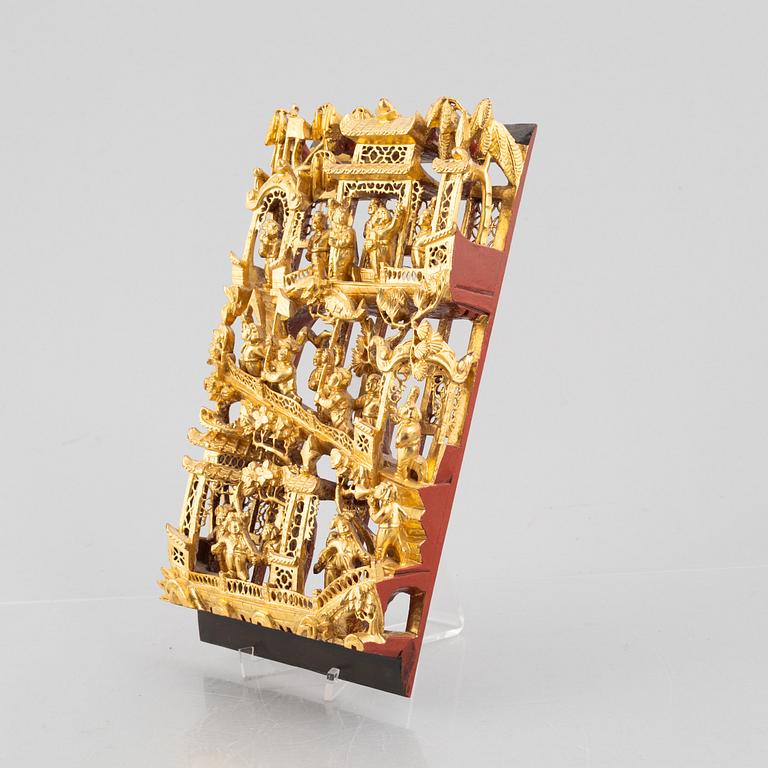 Relief, carved wood, China, first half of the 20th century.