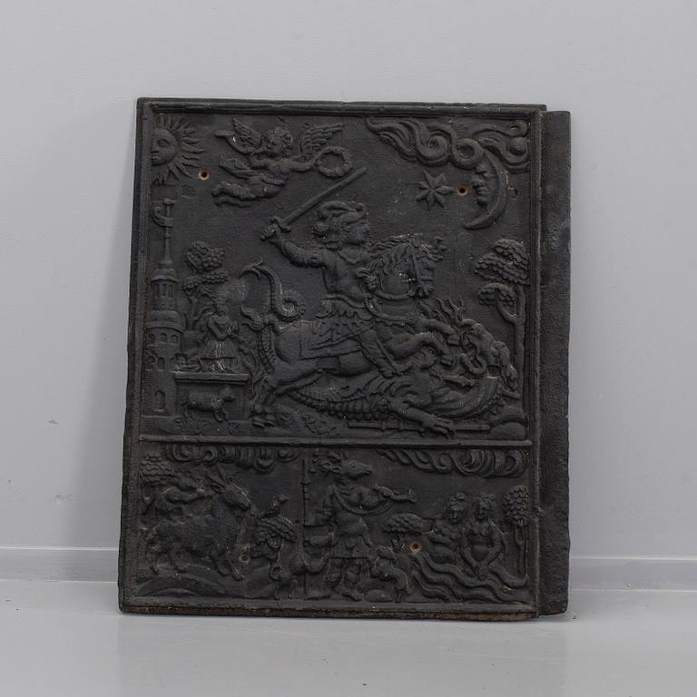 CAST IRON STOVE FRONT, 18th century.