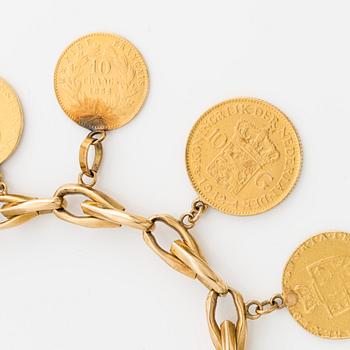 Bracelet 18K gold with gold coin.