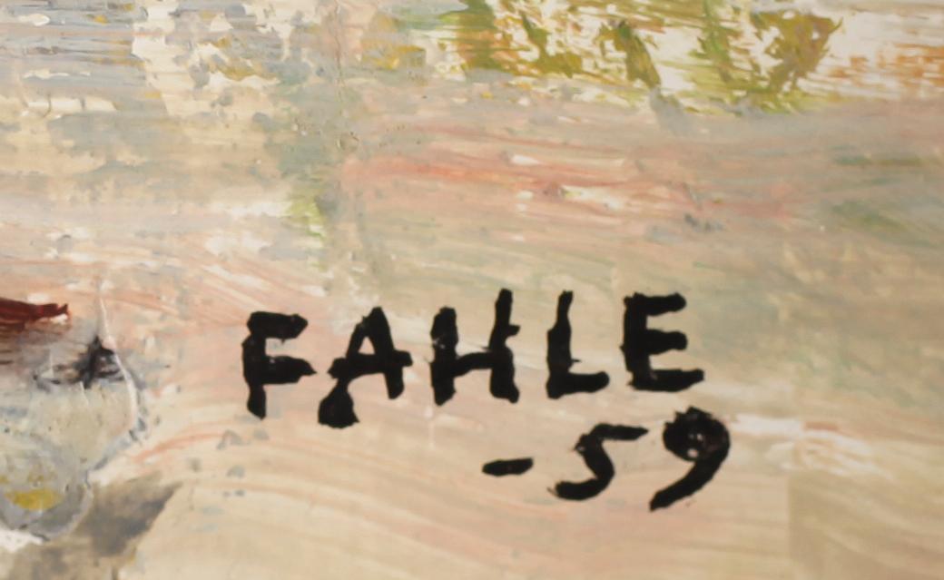 GUSTAF ADOLF FAHLE, olja på pannå, signerad och daterad -59.