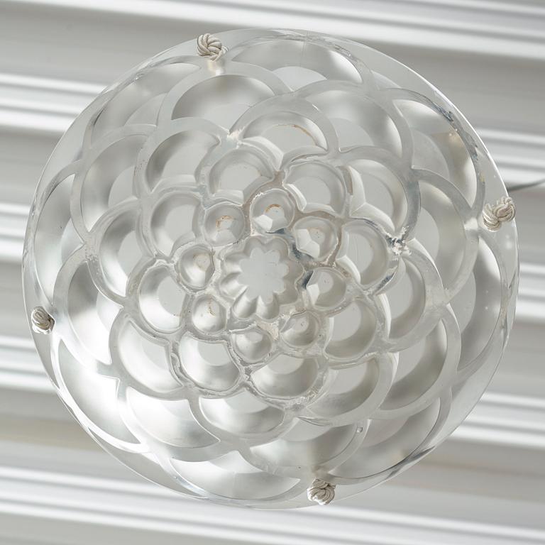 René Lalique, a moulded glass 'Rinceaux' ceiling light, France 1920-30s.
