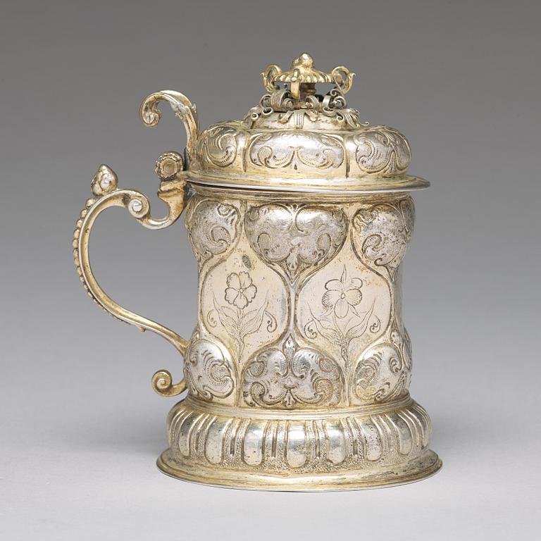 Philipp Plapert, dryckeskanna, silver, Nürnberg (verksam 1637-1665). Barock.