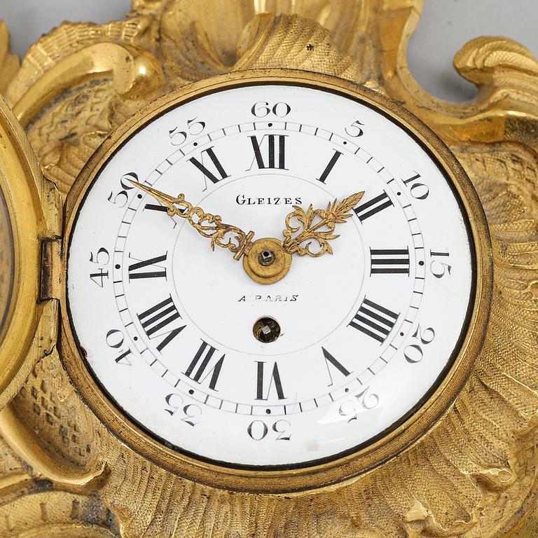 A French Fleury à Paris à Paris part rococo gilt bronze cartel clock.