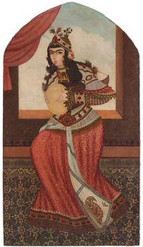 266. Persian school, "The Lady with the Tunbak" late Qajar dynasty - first half of the 20th century.