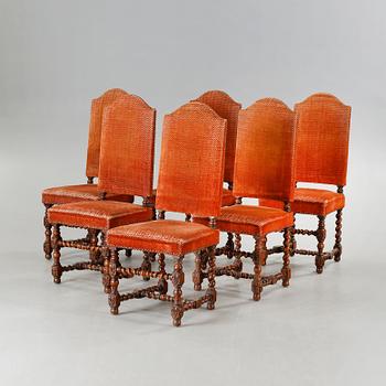 Six chairs in baroque style, made around year 1900.