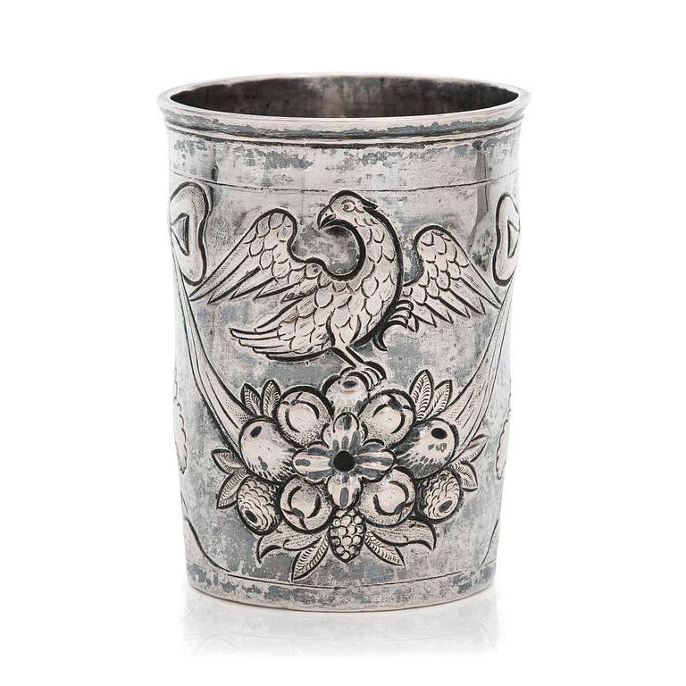 A silver beaker by Maxim Kuzmin Zolotarev, Kaluga, Russia 1780.