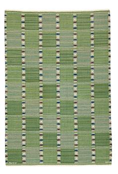 326. Barbro Nilsson, MATTO, "Falurutan grön I", flat weave, ca 233 x 157,5 cm, signed AB MMF BN.