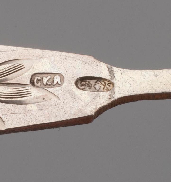 PARTI SILVER, 6 delar. 84 silver Moskva Ryssland 1896-1908. Vikt 139 g.