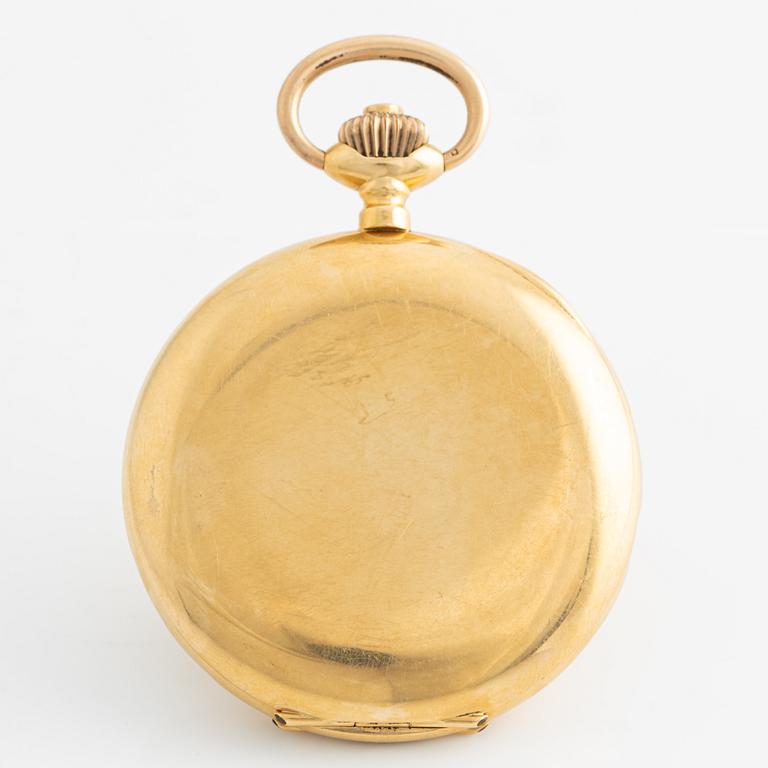 Pocket watch, hunter case, 18K gold, 52.5 mm.